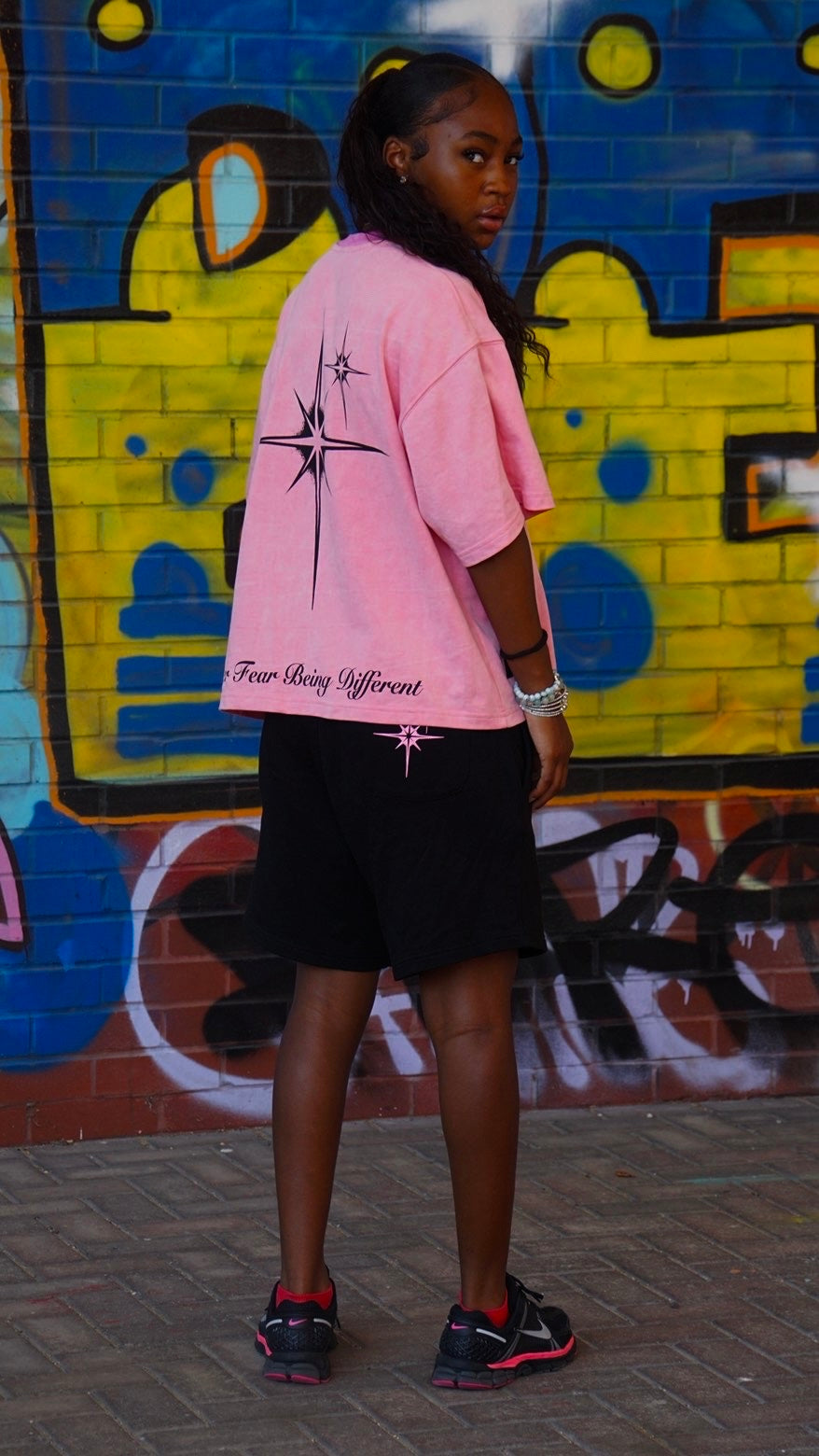 Pink boxy cropped top and shorts set
