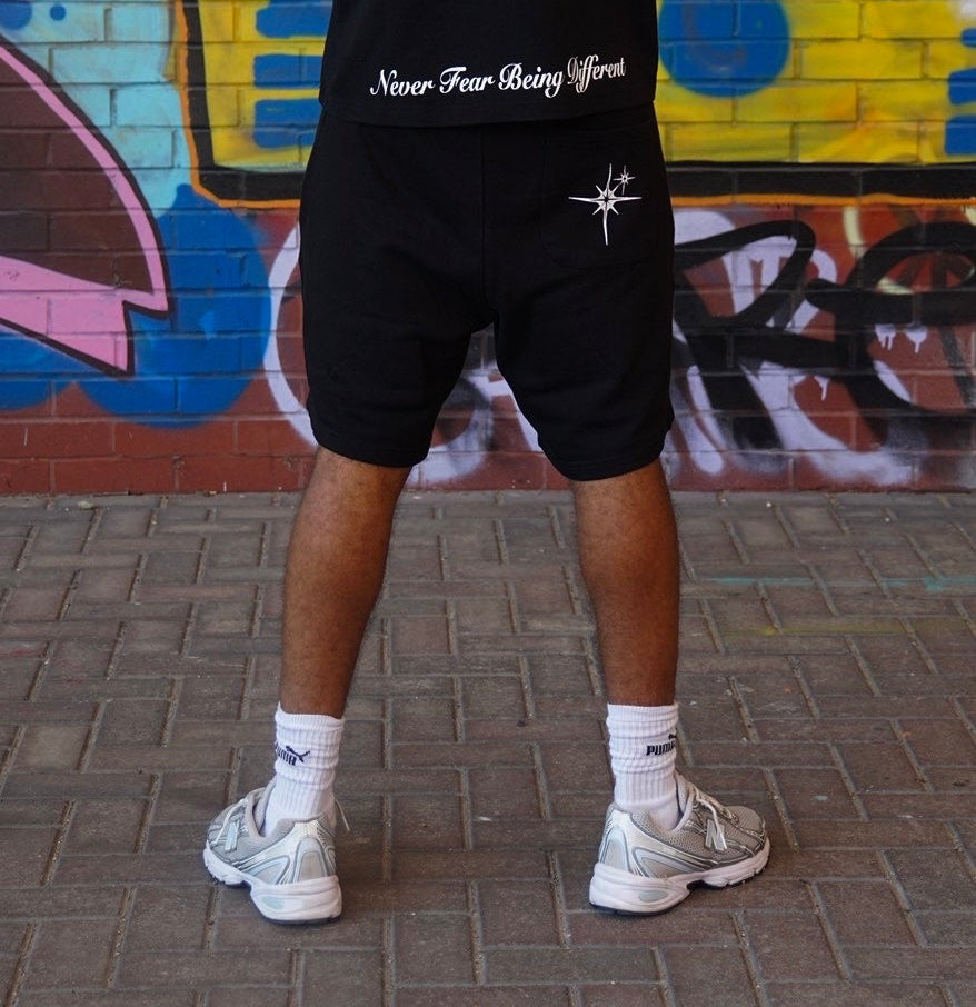 Black boxy cropped top and shorts set